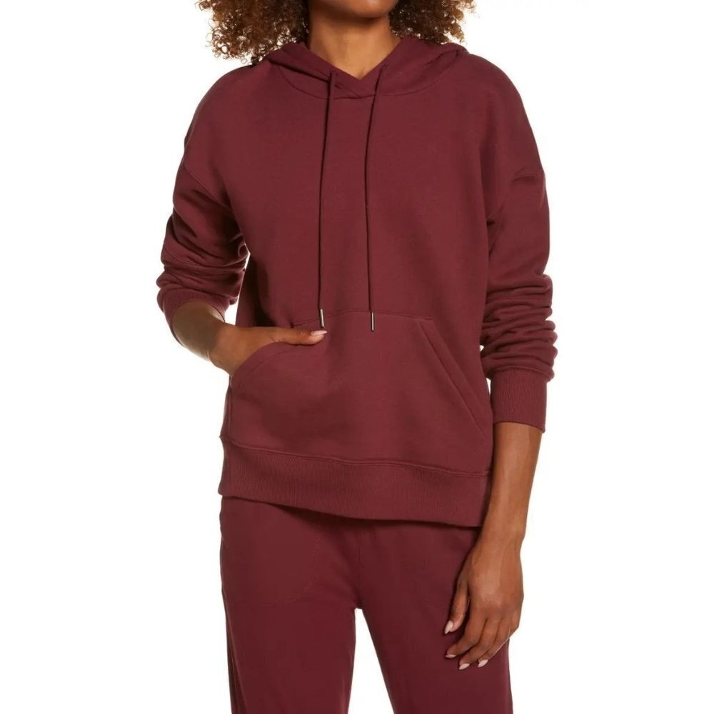 NWT Zella Cara Hoodie Sweatshirt Burgendy XXS